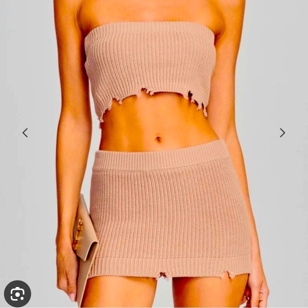 SER.O.YA Brown Ribbed Crop Top